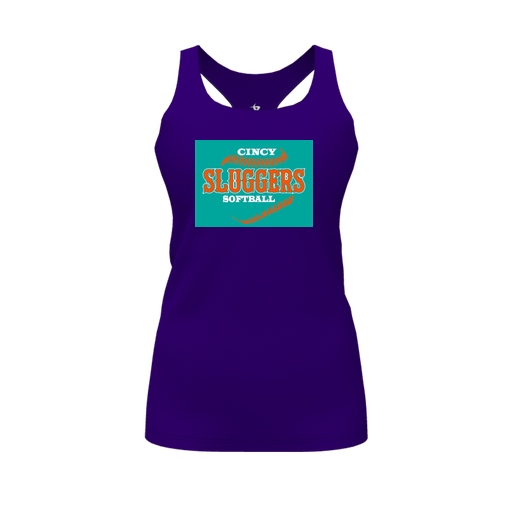 [FT0TRBPP-FYS-LOGO1] Decker Racerback Tank Top (Female Youth S, Purple, Logo 1)