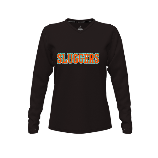 [CUS-DFW-TEES-CMF-VNK-LSL-BLK-FYXS-LOGO3] Decker Comfort T-Shirt (Female Youth XS, Black, V Neck, Logo 3, Long Sleeve)