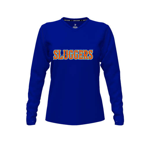 [FTLVCFRY-FYXS-LOGO3] Decker Comfort T-Shirt (Female Youth XS, Royal, V Neck, Logo 3, Long Sleeve)