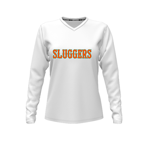 [FTLVPTWH-FYXS-LOGO3] Decker Performance T-Shirt (Female Youth XS, White, V Neck, Logo 3, Long Sleeve)