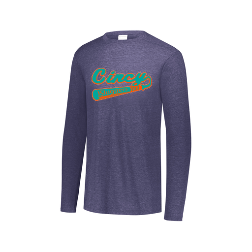 [FTLCUBNV-AXS-LOGO2] Decker Men's Tri-Blend T-Shirt - Long Sleeve (Adult XS, Navy, Logo 2)
