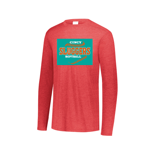 [FTLCUBRD-AXS-LOGO1] Decker Men's Tri-Blend T-Shirt - Long Sleeve (Adult XS, Red, Logo 1)